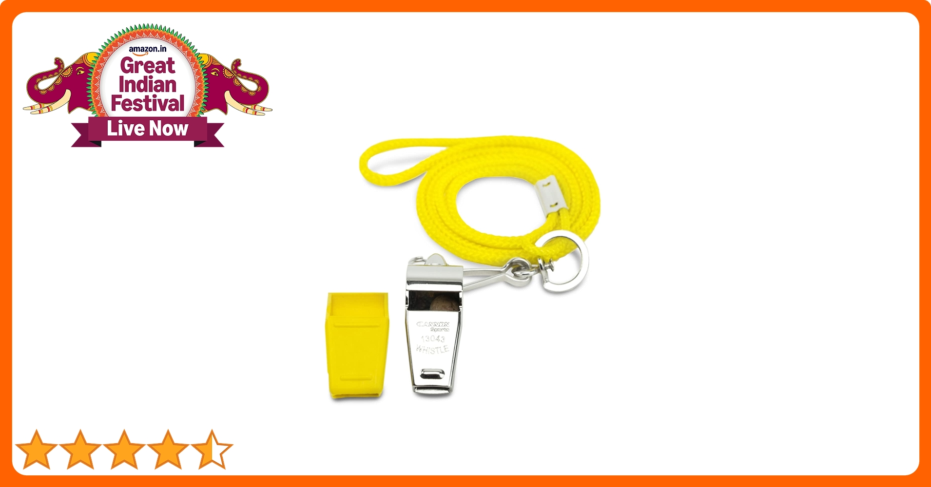 Buy CSI Cannon Sports Metal Whistle with Gold Lanyard Online